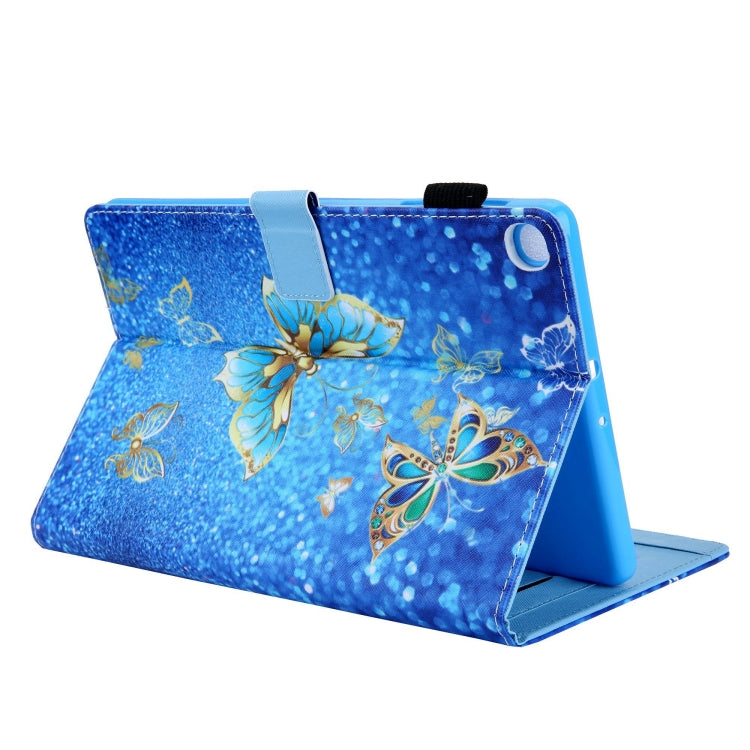 For Samsung Galaxy Tab A11 / A9 Colored Drawing Leather Tablet Case(Golden Butterfly) by bashfashion