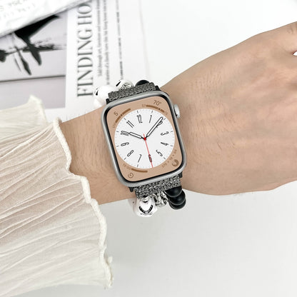 For Apple Watch Series 5 40mm Skull Beaded Watch Band(White) by bashfashion