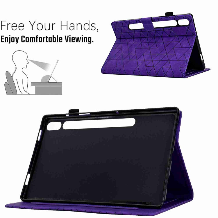 For Samsung Galaxy Tab S7 / S8 Rhombus TPU Smart Leather Tablet Case(Purple) by bashfashion