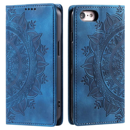 For iPhone 16e Totem Embossed Magnetic Leather Phone Case(Blue) by bashfashion