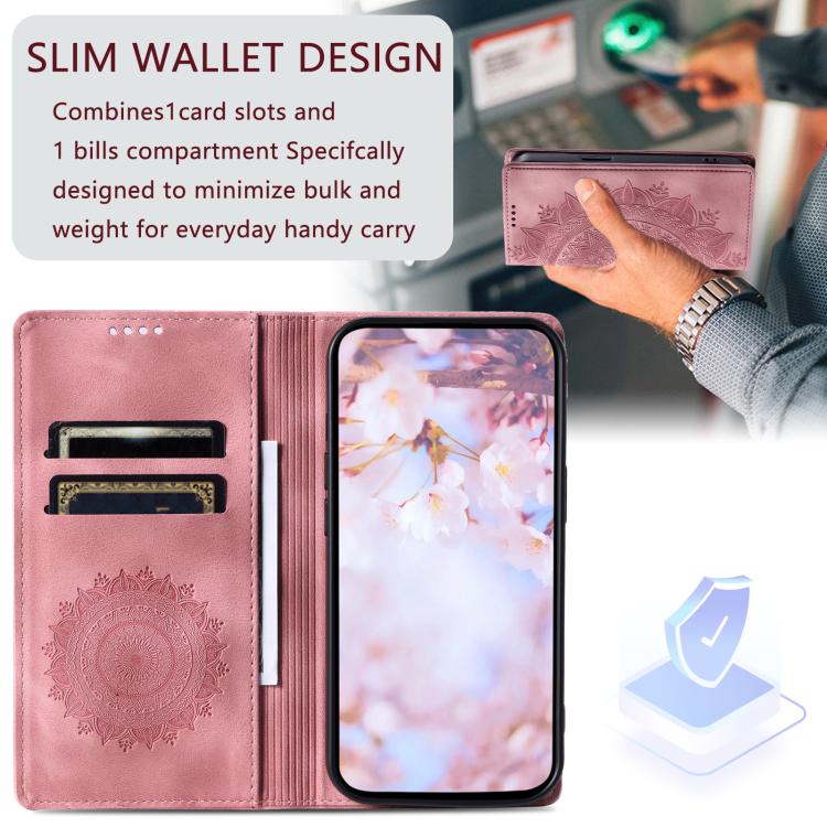 For iPhone 16e Totem Embossed Magnetic Leather Phone Case(Rose Gold) by bashfashion