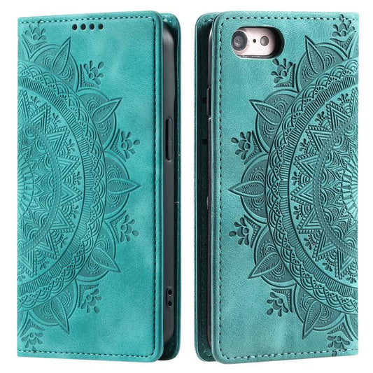 For iPhone 16e Totem Embossed Magnetic Leather Phone Case(Green) by bashfashion