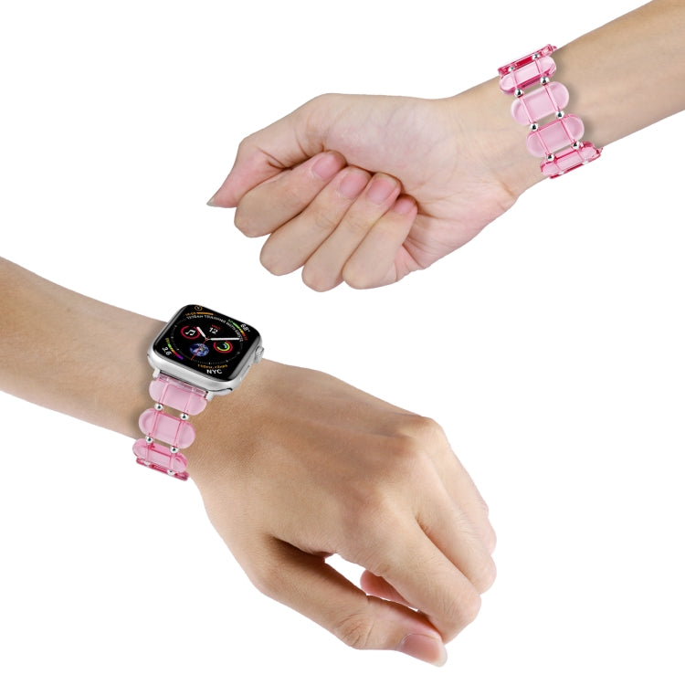 For Apple Watch SE 40mm Stretch Resin Watch Band(Transparent Pink) by bashfashion
