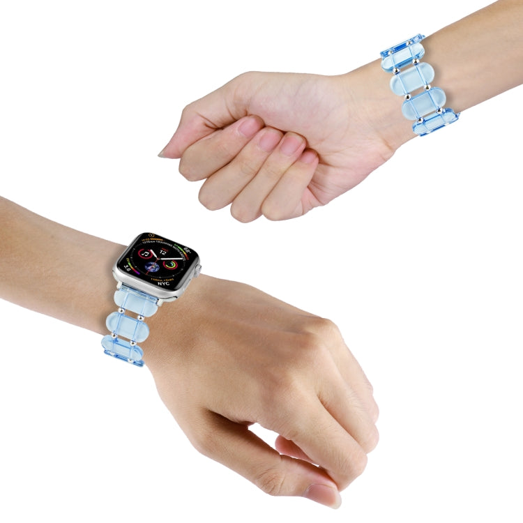 For Apple Watch 6 40mm Stretch Resin Watch Band(Transparent Blue) by bashfashion