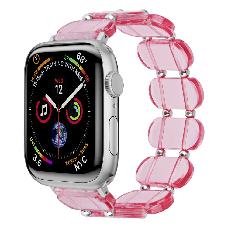 For Apple Watch Series 6 44mm Stretch Resin Watch Band(Transparent Pink) by bashfashion