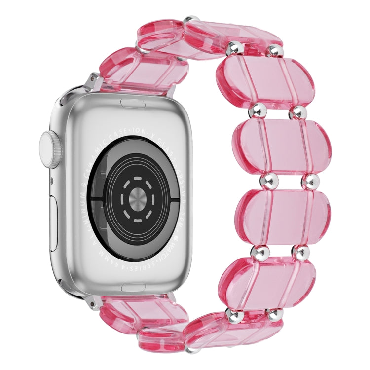 For Apple Watch 42mm Stretch Resin Watch Band(Transparent Pink) by bashfashion