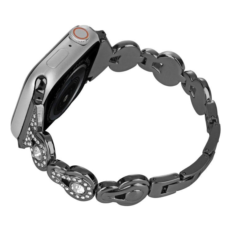 For Apple Watch SE 2022 44mm Gourd Diamond Metal Watch Band(Black) by bashfashion