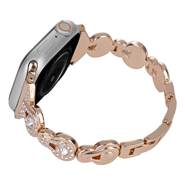 For Apple Watch Series 3 38mm Gourd Diamond Metal Watch Band(Rose Gold) by bashfashion