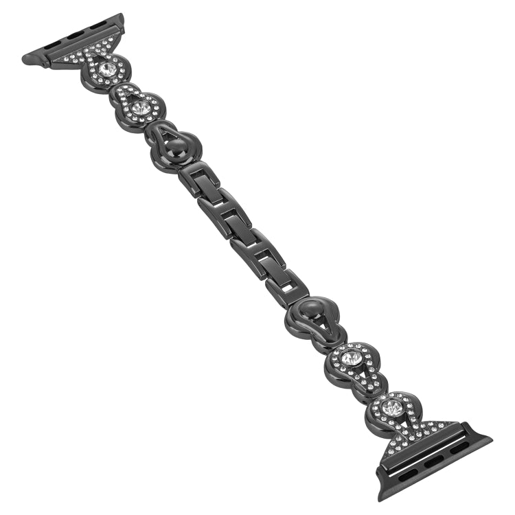 For Apple Watch Series 2 38mm Gourd Diamond Metal Watch Band(Black) by bashfashion
