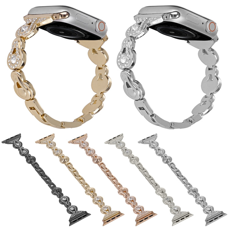For Apple Watch Series 3 42mm Gourd Diamond Metal Watch Band(Gold) by bashfashion