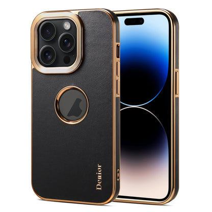 For iPhone 14 Pro Denior Fragrant Calf Texture Electroplating Phone Case(Black) by Denior