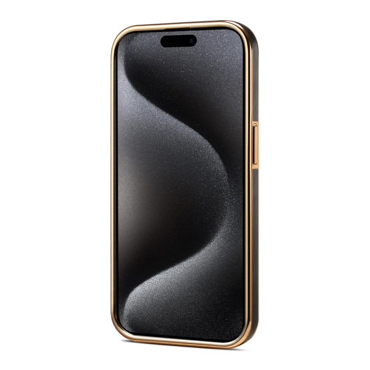 For iPhone 15 Pro Denior Fragrant Calf Texture Electroplating Phone Case(Black) by Denior