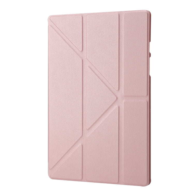 For Samsung Galaxy Tab A9+ TPU Deformation Multi-Fold Leather Tablet Case(Rose Gold) by bashfashion