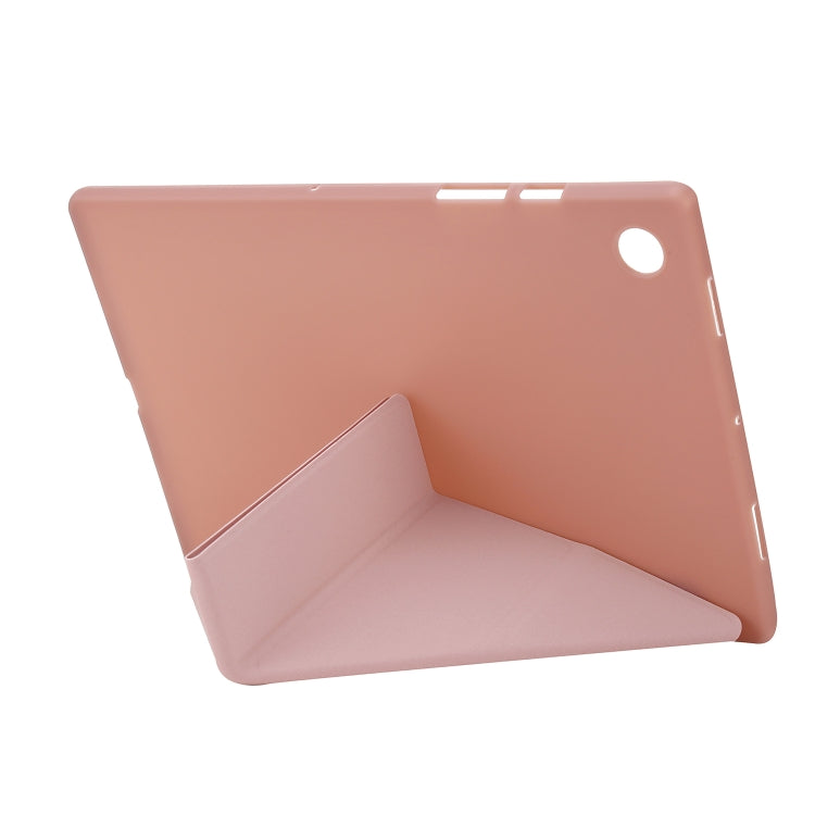 For Samsung Galaxy Tab A9+ TPU Deformation Multi-Fold Leather Tablet Case(Rose Gold) by bashfashion