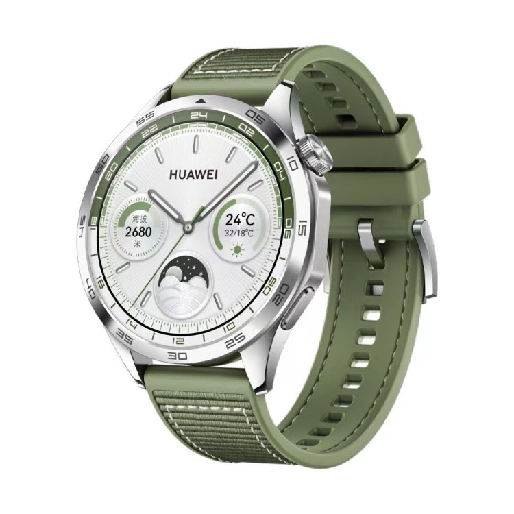 For Huawei Watch GT4 46mm Nylon Hybrid Braid Silicone Watch Band, Size: 22mm(Green) by bashfashion