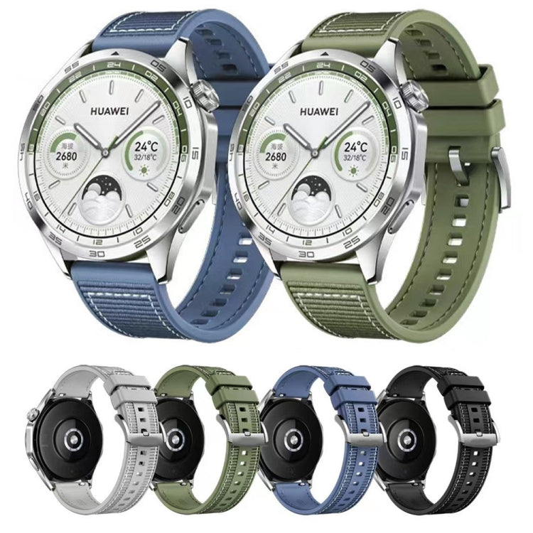 For Huawei Watch GT4 46mm Nylon Hybrid Braid Silicone Watch Band, Size: 22mm(Blue) by bashfashion