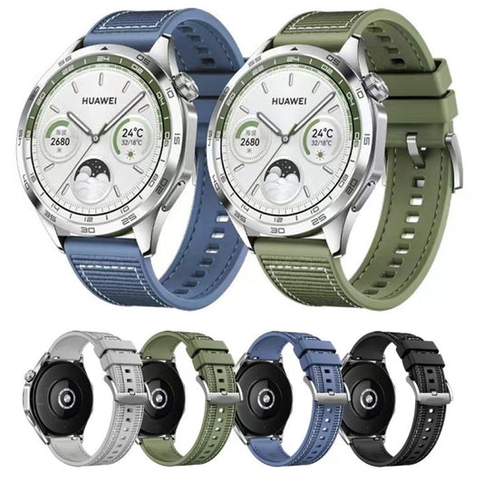 For Huawei Watch GT4 46mm Nylon Hybrid Braid Silicone Watch Band, Size: 22mm(Grey) by bashfashion