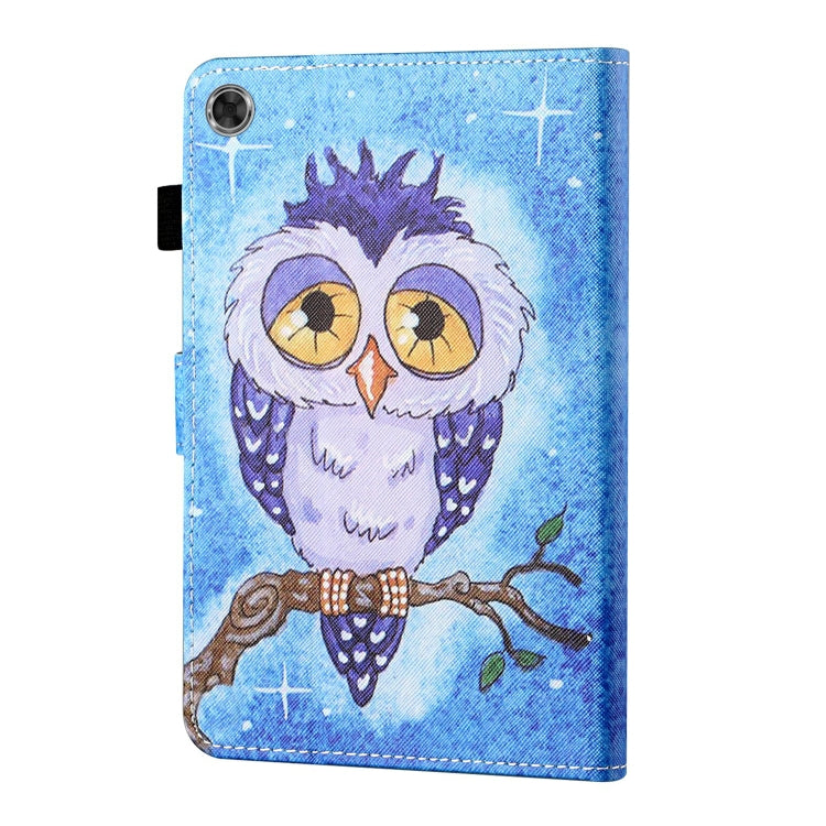 For Samsung Galaxy Tab A11+ / A9+ Coloured Drawing Stitching Smart Leather Tablet Case(Blue Owl) by bashfashion