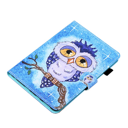 For Samsung Galaxy Tab A11+ / A9+ Coloured Drawing Stitching Smart Leather Tablet Case(Blue Owl) by bashfashion