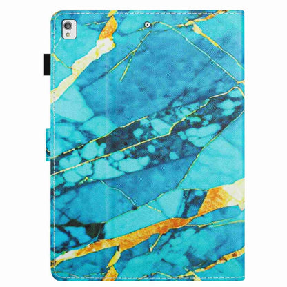 For Samsung Galaxy Tab A7 Lite T220 Marble Pattern Stitching Leather Tablet Case(Gold Blue) by bashfashion