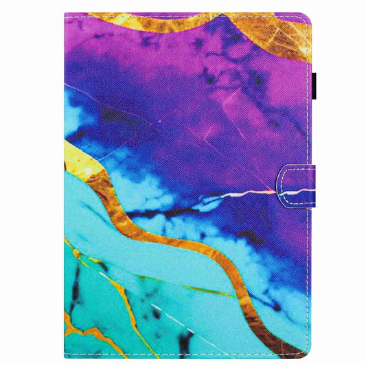 For Samsung Galaxy Tab A 10.1 2019 T510 Marble Pattern Stitching Leather Tablet Case(Purple Blue) by bashfashion