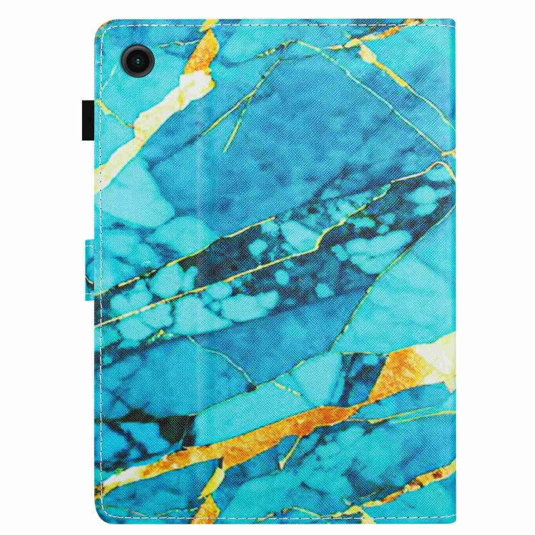 For Samsung Galaxy Tab A11+ / A9+ Marble Pattern Stitching Smart Leather Tablet Case(Gold Blue) by bashfashion