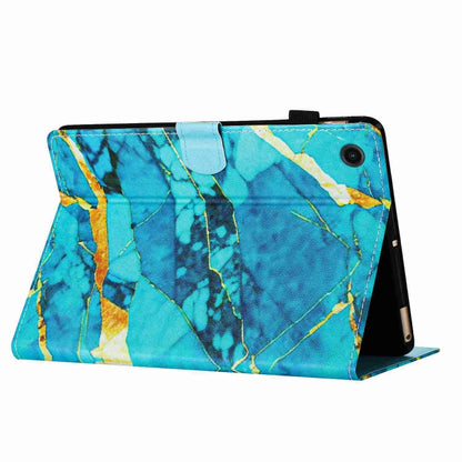 For Samsung Galaxy Tab A11+ / A9+ Marble Pattern Stitching Smart Leather Tablet Case(Gold Blue) by bashfashion