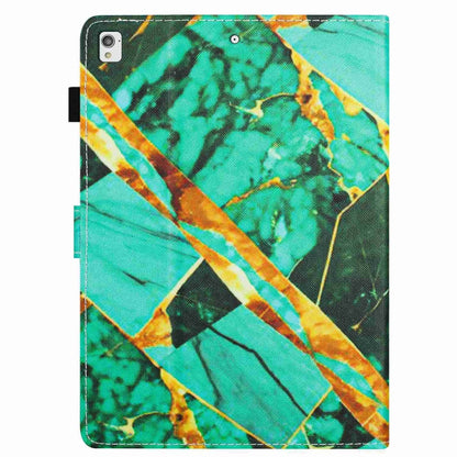 For Samsung Galaxy Tab S6 Lite P610 Marble Pattern Stitching Smart Leather Tablet Case(Gold Green) by bashfashion