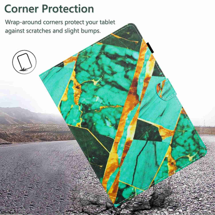For Samsung Galaxy Tab S6 Lite P610 Marble Pattern Stitching Smart Leather Tablet Case(Gold Green) by bashfashion