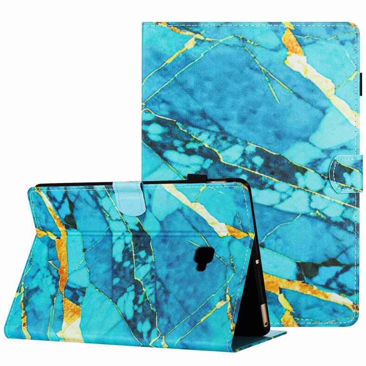 For Samsung Galaxy Tab A 10.1 T580 Marble Pattern Stitching Smart Leather Tablet Case(Gold Blue) by bashfashion