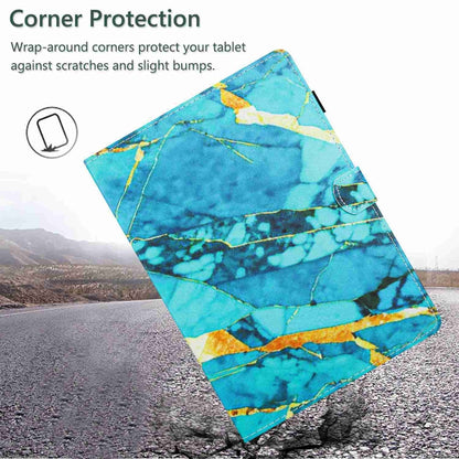 For Samsung Galaxy Tab A 10.1 T580 Marble Pattern Stitching Smart Leather Tablet Case(Gold Blue) by bashfashion