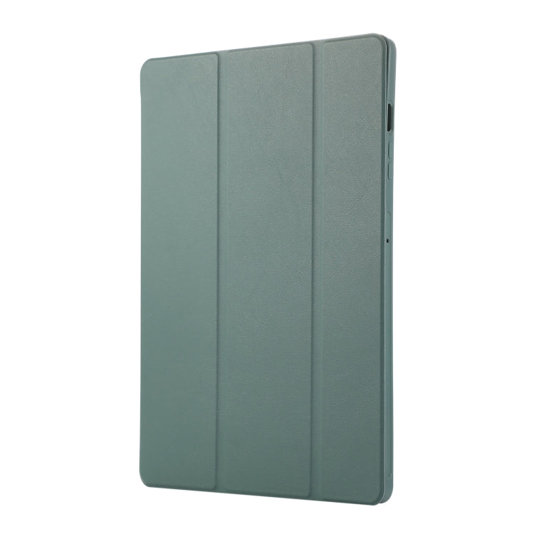 For Samsung Galaxy Tab S9 FE+ 3-Fold Pure Color TPU Leather Tablet Case with Pen Slot(Dark Green) by bashfashion