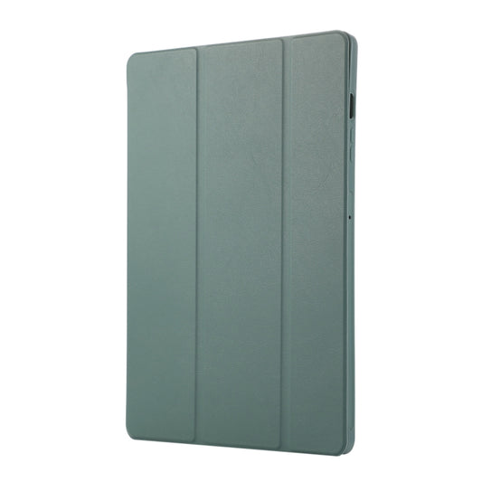 For Samsung Galaxy Tab S9 FE+ 3-Fold Pure Color TPU Leather Tablet Case with Pen Slot(Dark Green) by bashfashion