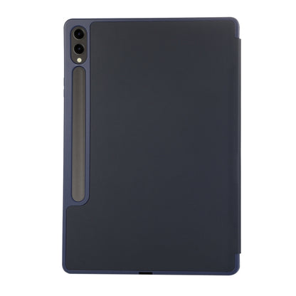 For Samsung Galaxy Tab S9 FE+ 3-Fold Pure Color TPU Leather Tablet Case with Pen Slot(Dark Blue) by bashfashion