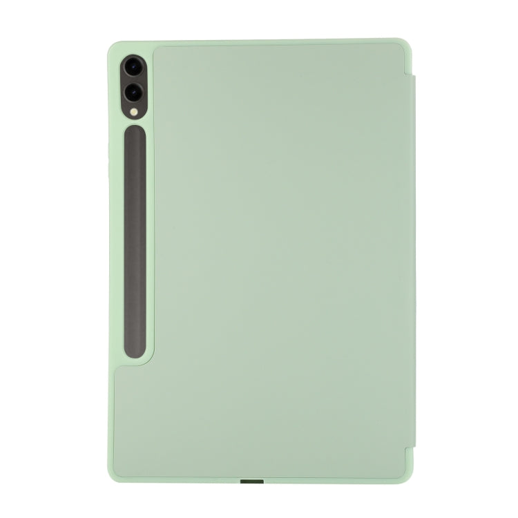 For Samsung Galaxy Tab S9 FE+ 3-Fold Pure Color TPU Leather Tablet Case with Pen Slot(Green) by bashfashion