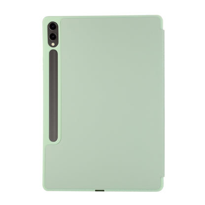 For Samsung Galaxy Tab S9 FE+ 3-Fold Pure Color TPU Leather Tablet Case with Pen Slot(Green) by bashfashion