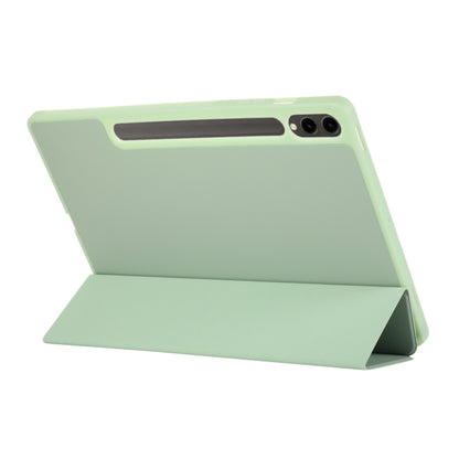 For Samsung Galaxy Tab S9 FE+ 3-Fold Pure Color TPU Leather Tablet Case with Pen Slot(Green) by bashfashion