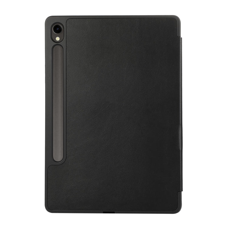 For Samsung Galaxy Tab S10 FE / S9 FE 3-Fold Pure Color TPU Leather Tablet Case with Pen Slot(Black) by bashfashion