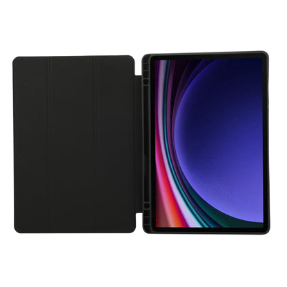 For Samsung Galaxy Tab S10 FE / S9 FE 3-Fold Pure Color TPU Leather Tablet Case with Pen Slot(Black) by bashfashion