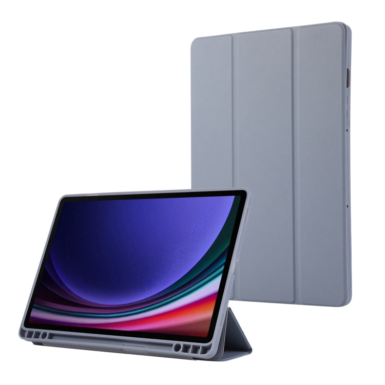 For Samsung Galaxy Tab S10 FE / S9 FE 3-Fold Pure Color TPU Leather Tablet Case with Pen Slot(Lavender) by bashfashion