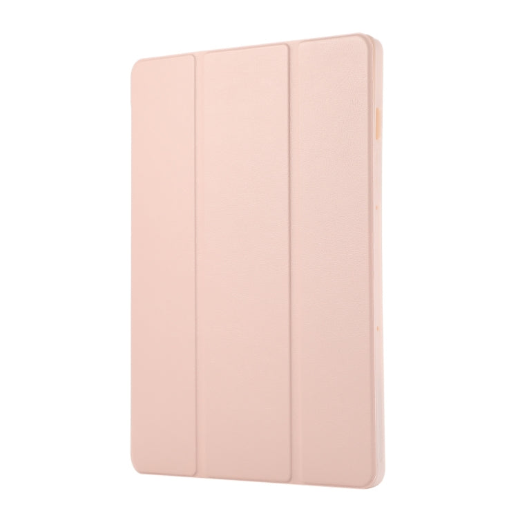 For Samsung Galaxy Tab S10 FE / S9 FE 3-Fold Pure Color TPU Leather Tablet Case with Pen Slot(Pink) by bashfashion