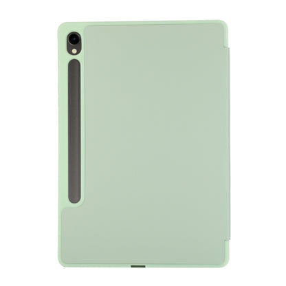 For Samsung Galaxy Tab S10 FE / S9 FE 3-Fold Pure Color TPU Leather Tablet Case with Pen Slot(Green) by bashfashion
