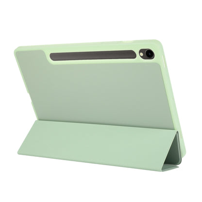 For Samsung Galaxy Tab S10 FE / S9 FE 3-Fold Pure Color TPU Leather Tablet Case with Pen Slot(Green) by bashfashion