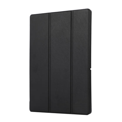 For Samsung Galaxy Tab A9+ 3-Fold Pure Color TPU Leather Tablet Case with Pen Slot(Black) by bashfashion