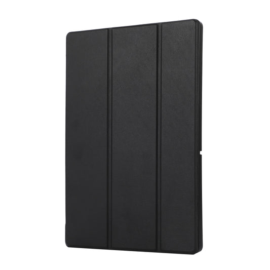 For Samsung Galaxy Tab A9+ 3-Fold Pure Color TPU Leather Tablet Case with Pen Slot(Black) by bashfashion