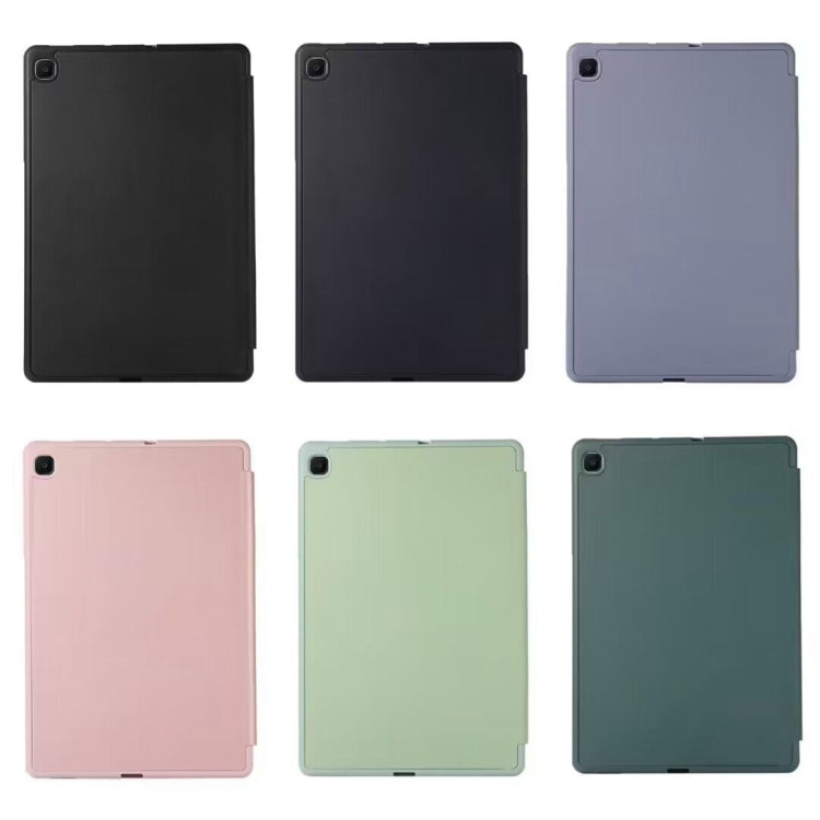 For Samsung Galaxy Tab A9+ 3-Fold Pure Color TPU Leather Tablet Case with Pen Slot(Dark Green) by bashfashion