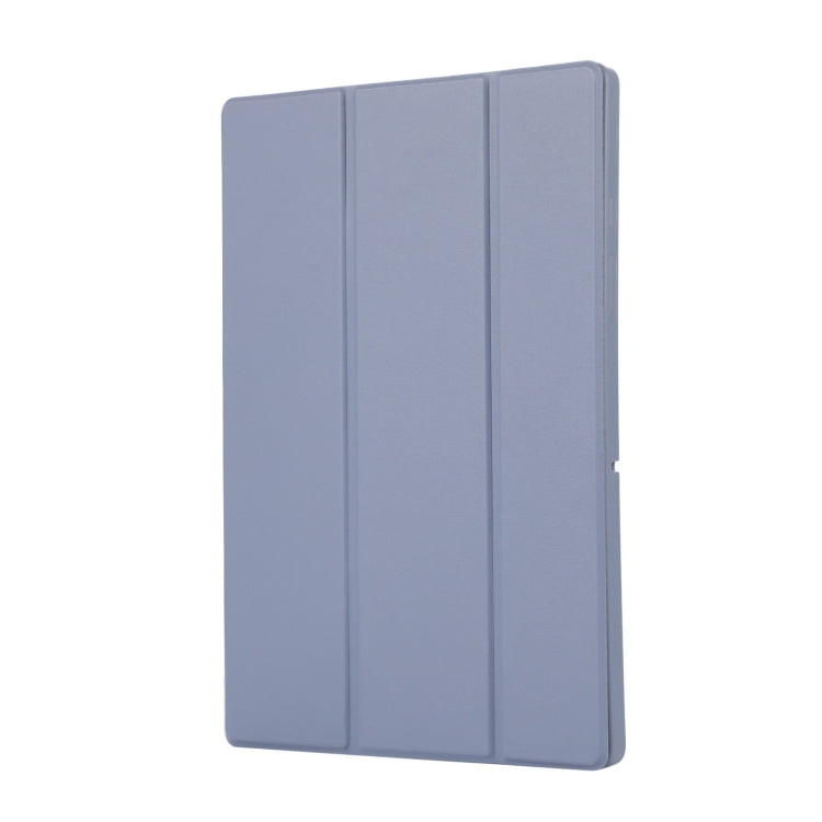 For Samsung Galaxy Tab A9+ 3-Fold Pure Color TPU Leather Tablet Case with Pen Slot(Lavender) by bashfashion