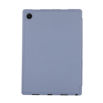 For Samsung Galaxy Tab A9+ 3-Fold Pure Color TPU Leather Tablet Case with Pen Slot(Lavender) by bashfashion