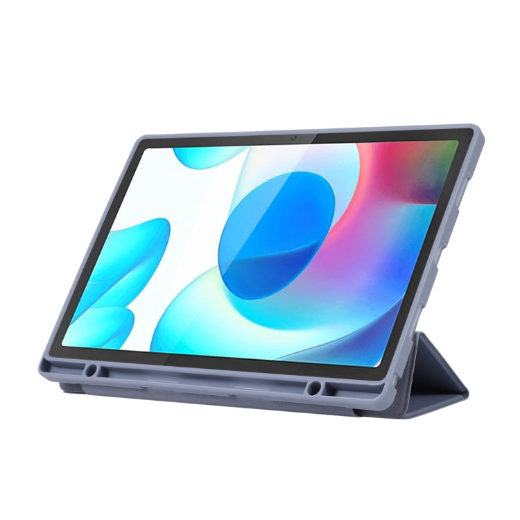 For Samsung Galaxy Tab A9+ 3-Fold Pure Color TPU Leather Tablet Case with Pen Slot(Lavender) by bashfashion