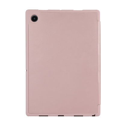 For Samsung Galaxy Tab A9+ 3-Fold Pure Color TPU Leather Tablet Case with Pen Slot(Pink) by bashfashion